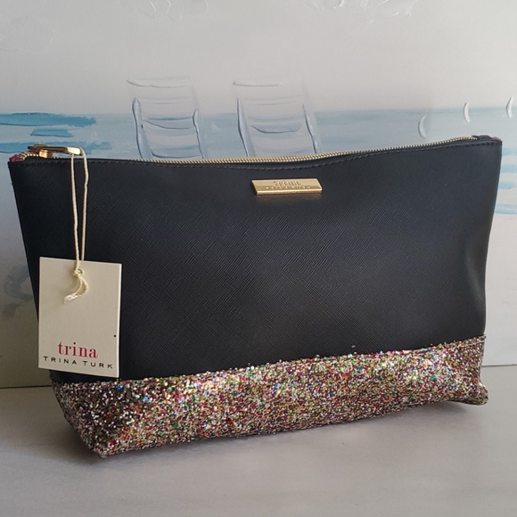 Trina Turk Cosmetic Purse Black Multi Glitter Bag - Picture 9 of 9